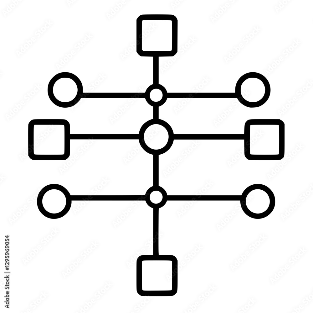 Aufkleber network diagram with connected nodes representing data flow, connectivity, and digital communication