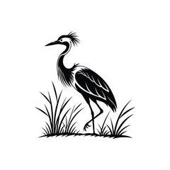 Vector Logo Of A Heron simple Lines Long Necked