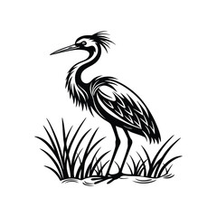 Vector Logo Of A Heron simple Lines Long Necked