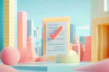 The check mark is approved on the document of the city