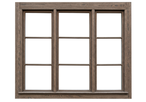 Isolated Wooden Window Frame with Six Panes