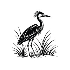Vector Logo Of A Heron simple Lines Long Necked