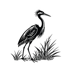 Vector Logo Of A Heron simple Lines Long Necked