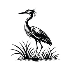Vector Logo Of A Heron simple Lines Long Necked
