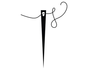 Needle and Thread icon. Flat style Sewing Needle vector in white background.