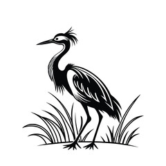 Vector Logo Of A Heron simple Lines Long Necked
