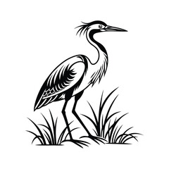 Vector Logo Of A Heron simple Lines Long Necked