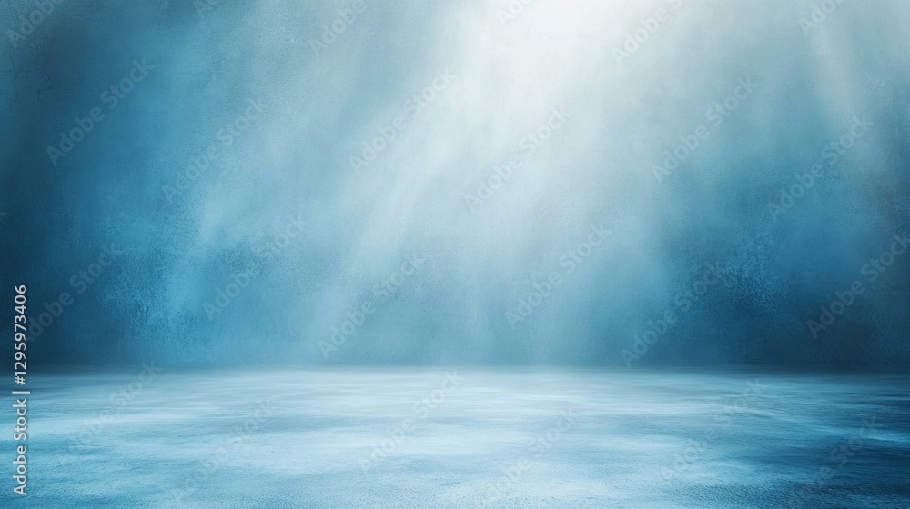 Poster soft blue tones merge with luminous light, casting an enchanting glow across a tranquil space that i