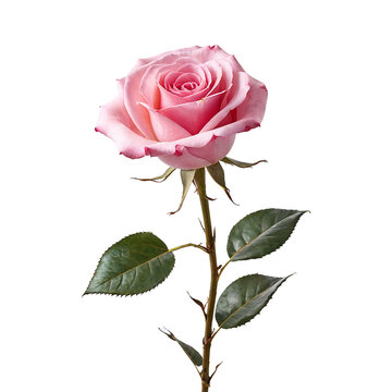 single pink rose on transparent background