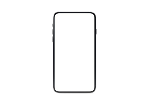 Isolated Modern Smartphone with Blank Screen, Device Mockup