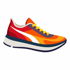 Running shoes in vibrant colors on white background