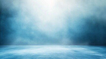 Fototapeta premium A serene environment enveloped in a mystical blue mist creates an ethereal atmosphere. Soft light filters through, casting tranquil shadows on the surfaces below, evoking calmness and contemplation