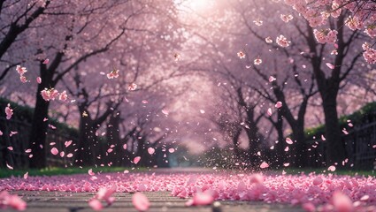 桜舞う幻想の小径 – 儚き春の風