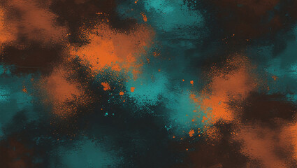 Fototapeta premium AI Generative. Abstract digital painting of texture grainy brown, orange, dark turquoise background. 7