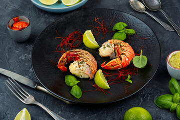 Preparing lobster tails.