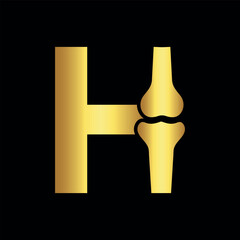 Bone Joint Logo combine with letter H vector template
