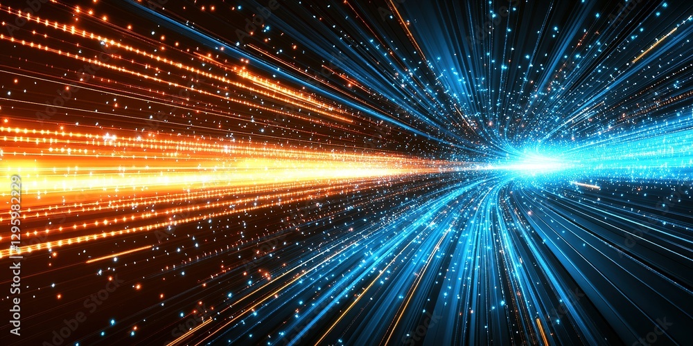 Poster vibrant bursts of light create dynamic patterns in a cosmic space environment during a digital simul