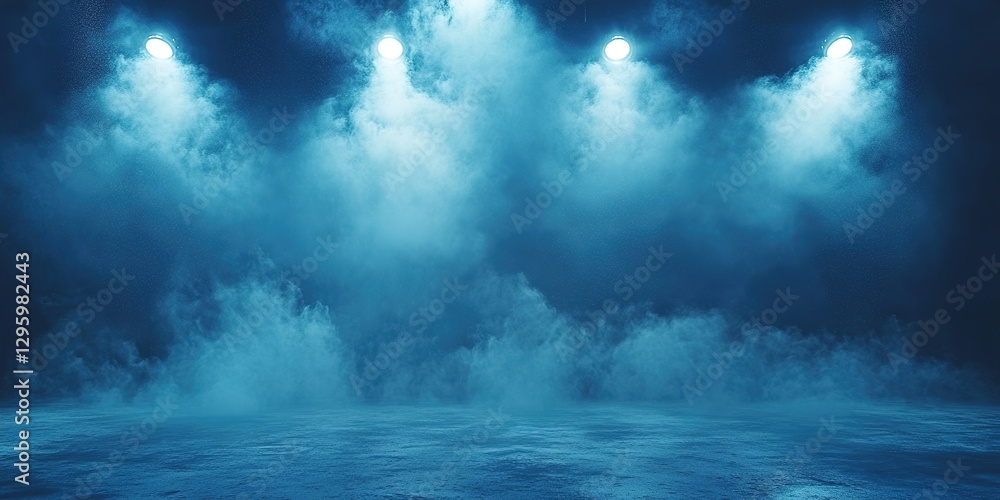 Aufkleber dynamic blue fog and lighting create an intense atmosphere for a stage performance