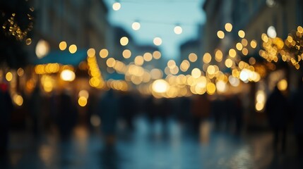 City Christmas market night blur