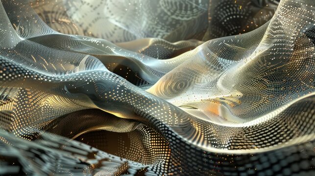 A surreal digital scene with computer code forming into organic shapes.