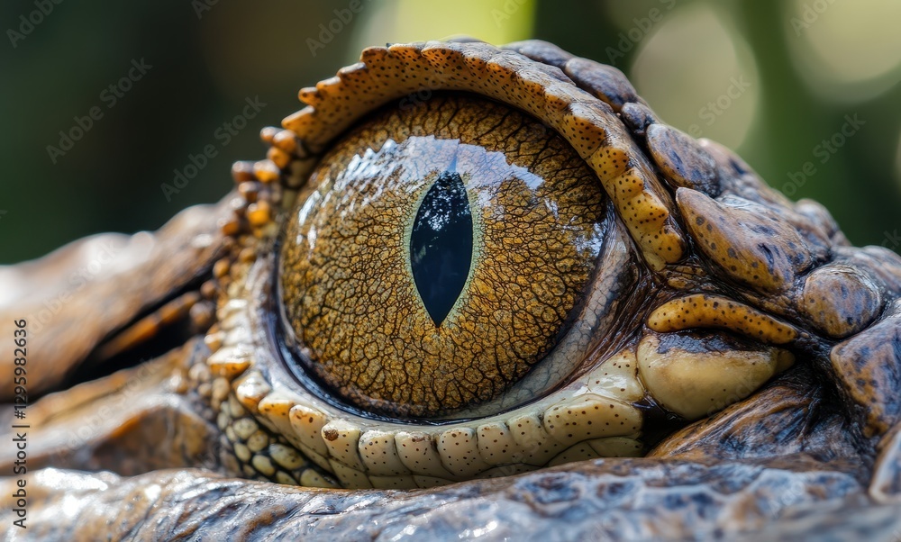 Aufkleber close-up view of a stunning and detailed crocodile eye with unique textures and patterns under natur