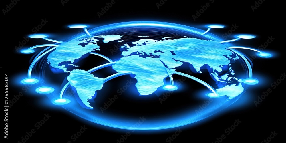 Aufkleber global communication network connects continents through advanced technology and digital interaction