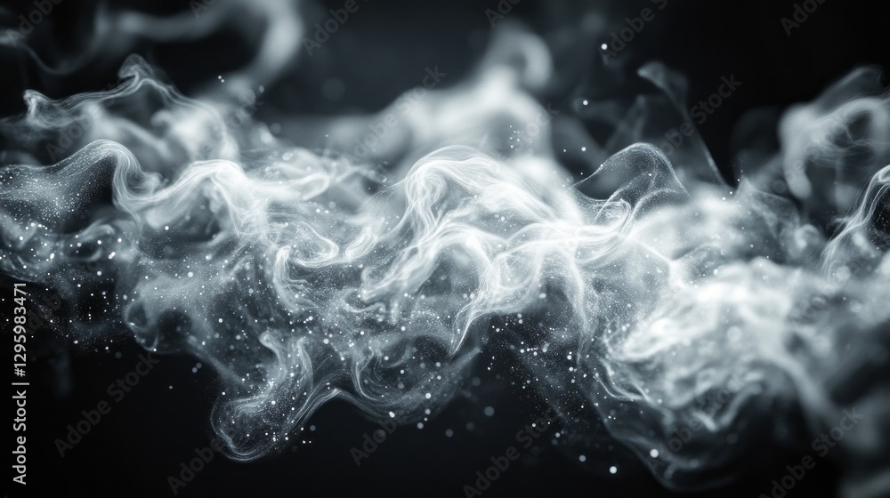 Poster a captivating display of swirling smoke fills the air, softly illuminated by fading light. its delic