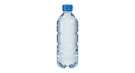 Isolated Clear Plastic Water Bottle with Blue Cap