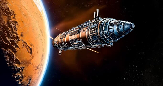 Cargo Ship Delivering Supplies to Mars
