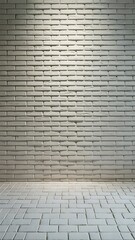 Fototapeta premium High resolution white brick wall and floor textured background.