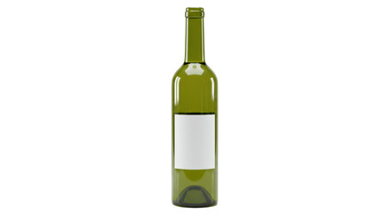 Isolated Green Wine Bottle with Blank Label