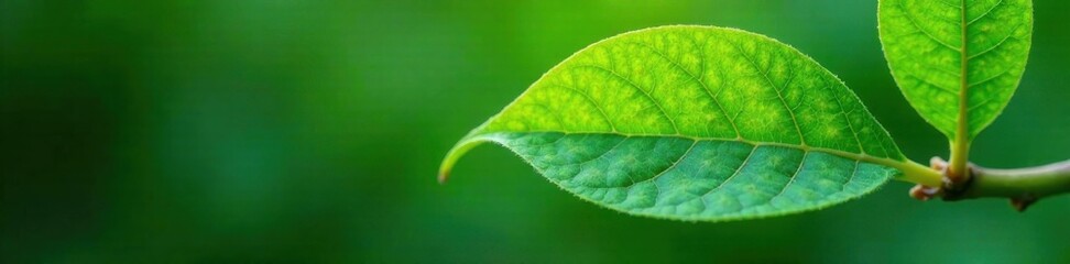 Obraz premium Macro shot of a leaf's veins on a branch , nature, branch, close-up