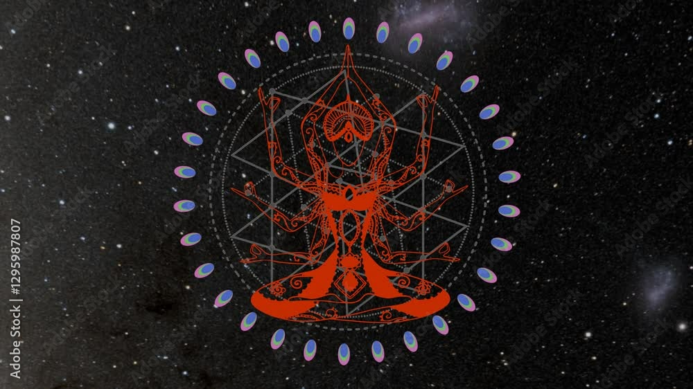 Poster mandala 3d animation chakra pattern .