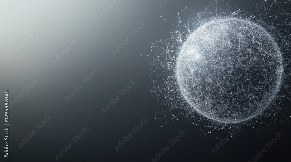 Poster a blurry image of a sphere with a lot of lines and dots