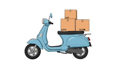 Obraz premium Isolated Blue Scooter with Delivery Boxes