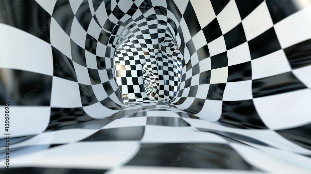 Aufkleber a surreal checkerboard with floating pieces that seem to change shape.