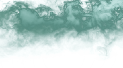 Muted green fog vapor mist cloud isolated on transparent white background