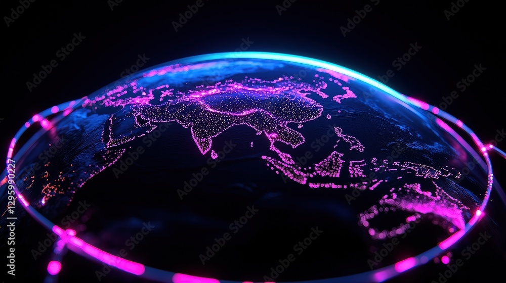 Poster a glowing sphere of data representing global interconnectedness visually