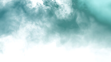Muted green fog vapor mist cloud isolated on transparent white background