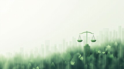 A green forest with a scale on top of a tree