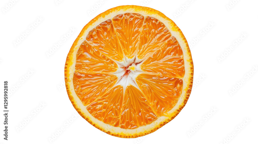 Poster juicy orange slice showing refreshing pulp and texture on transparent background
