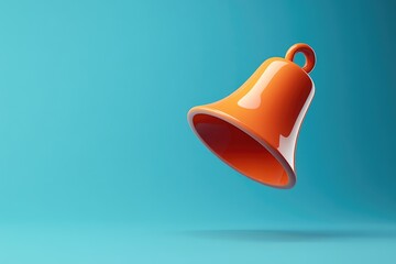 An orange bell floating against a vibrant blue background illustration