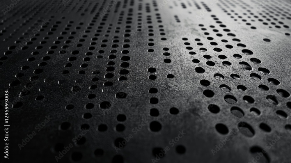 Poster A striking close-up reveals an array of round holes punctuating a dark textured surface, creating an interplay of shadows and depth that invites exploration and curiosity
