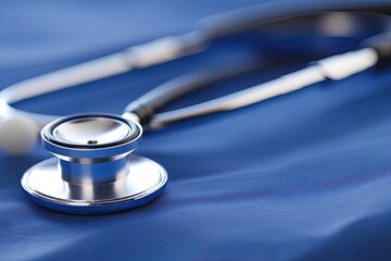 Stethoscope on a blue medical cloth