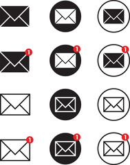 Email Envelope Icon Set. Incoming Message Notification Vector.