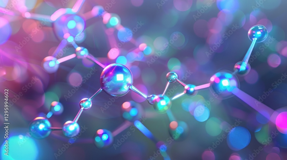Poster a digital 3d rendering of a virus molecule with glowing particles.