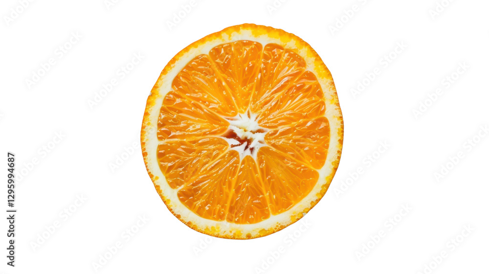 Poster juicy orange slice isolated on transparent background showing refreshing pulp