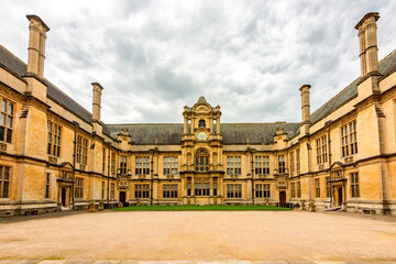 Entrance screen of Examination Schools on Merton street, Oxford, UK