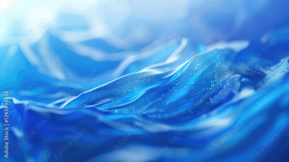 Poster blue wavy abstract pattern with light and shadow effects. 3d rendering for design with blue color in