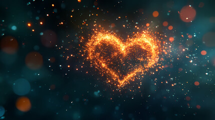 Orange Heart of Glowing Dots